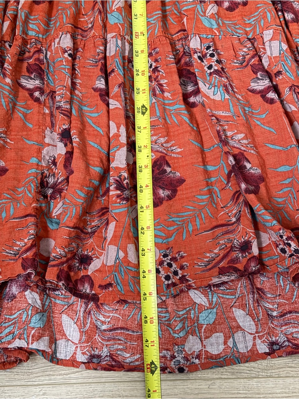 Natural Life Rebecca Midi Dress Orange Tropical Floral Pockets | Size L - Picture 11 of 12